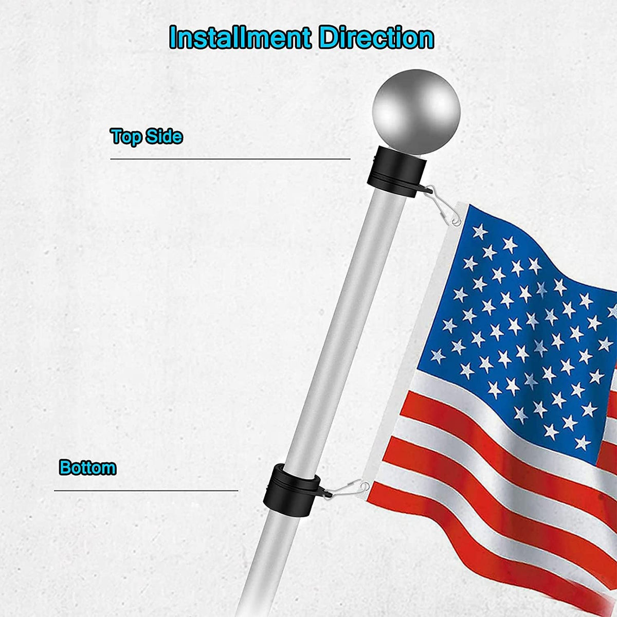 Aluminum Alloy 360° Rotating Flag Pole Rings with Carabiner, Pack of 2 I51399