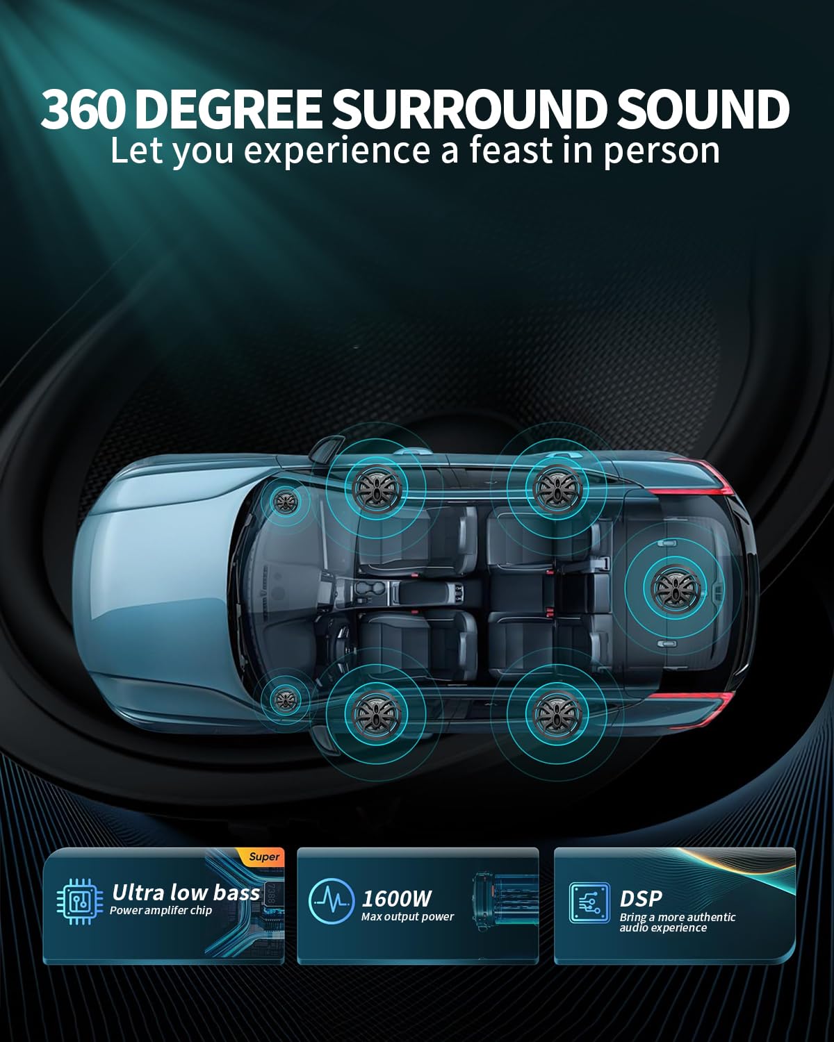 10" 1600W Slim Under Seat Powered Car Subwoofer H712