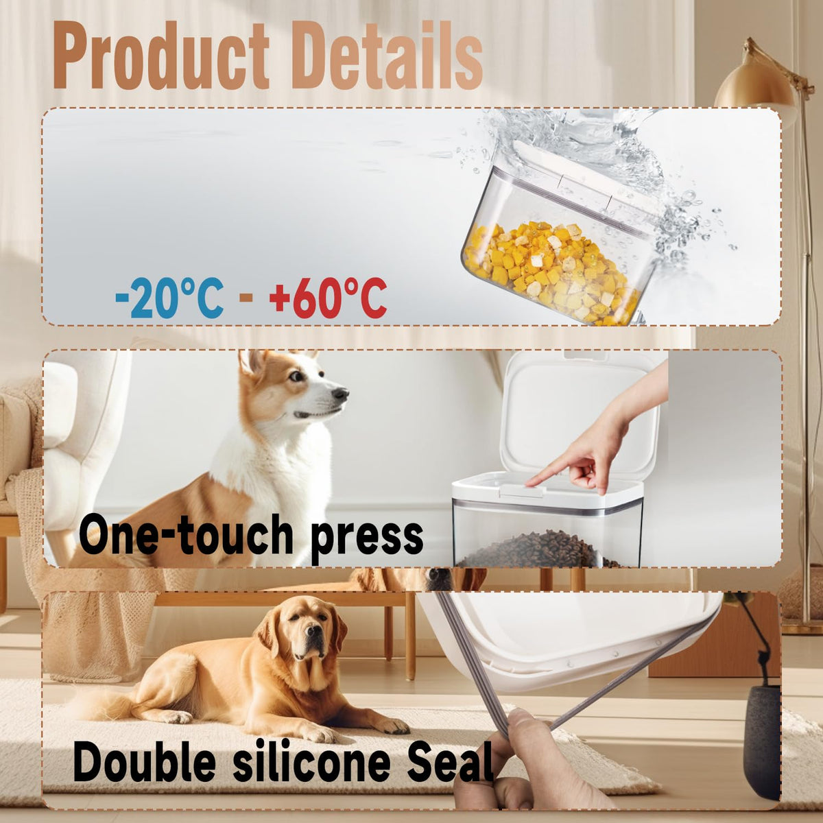 5 lbs Airtight Pet Food Storage Container with Lid V8437