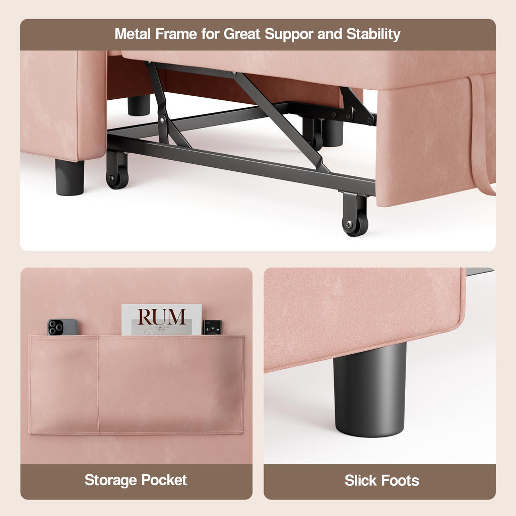 Pink Convertible Sleeper Chair Sofa Bed C513584