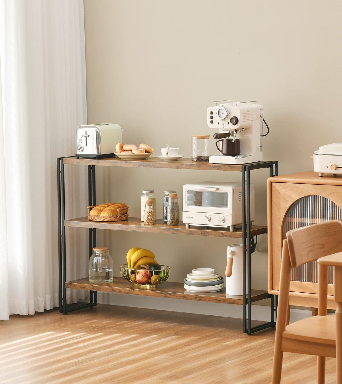 3-Tier Wood and Metal Bookshelf T4991