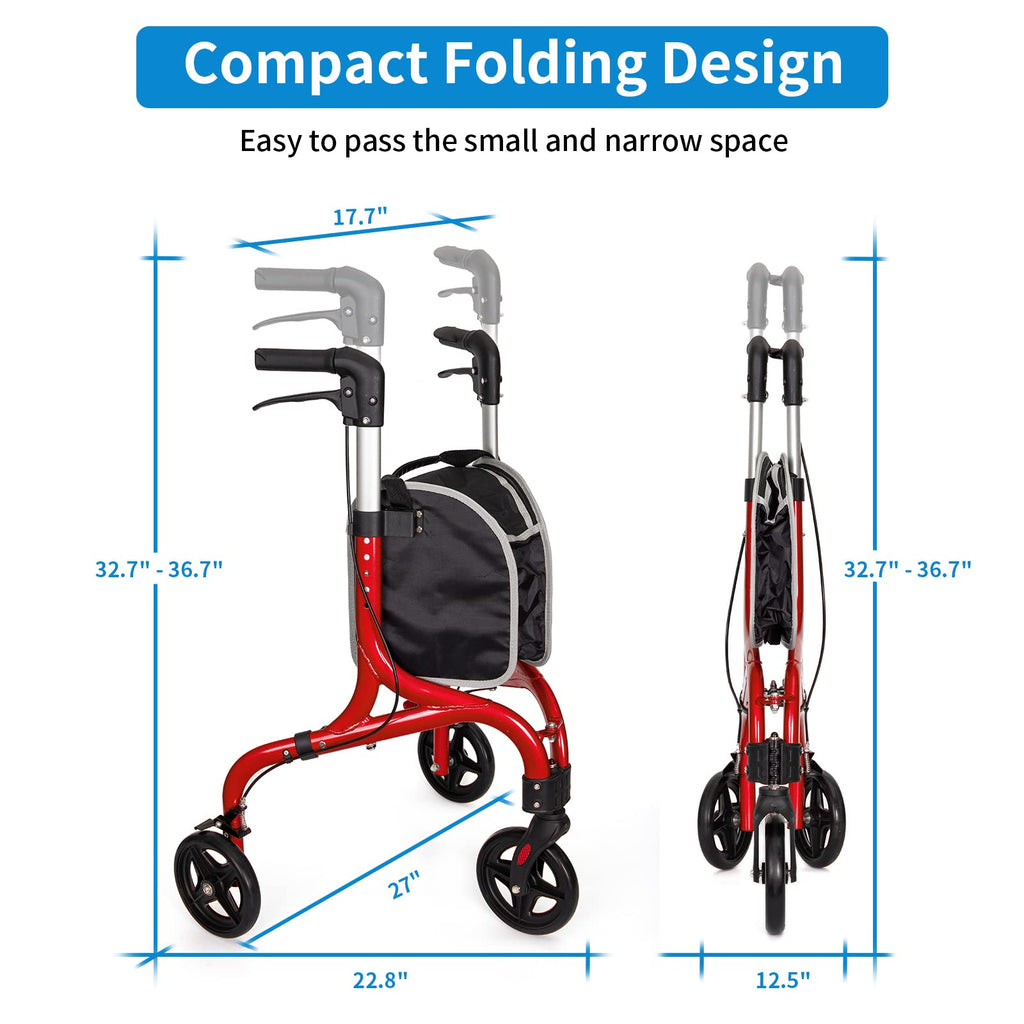 3 Wheel Foldable Aluminum Rollator Walker G597