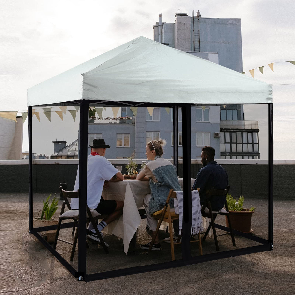 Mosquito Net with Zipper for Camping and Patio Gazebo H641698