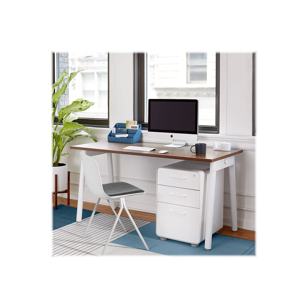 White Side Chair with Grey Seat Pad G732