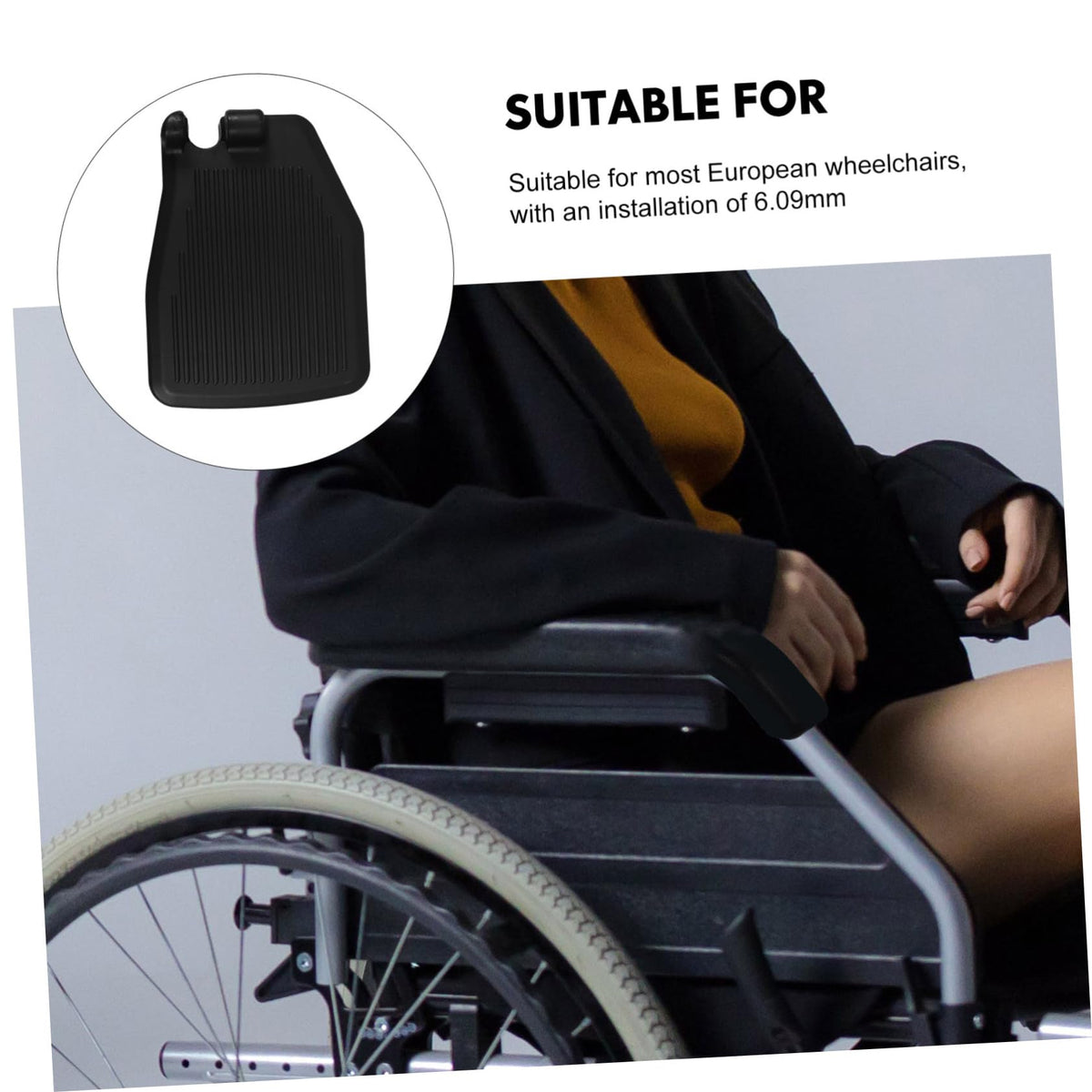 Black Wheelchair Foot Rest 1 Pair Replacement Footplates O11346
