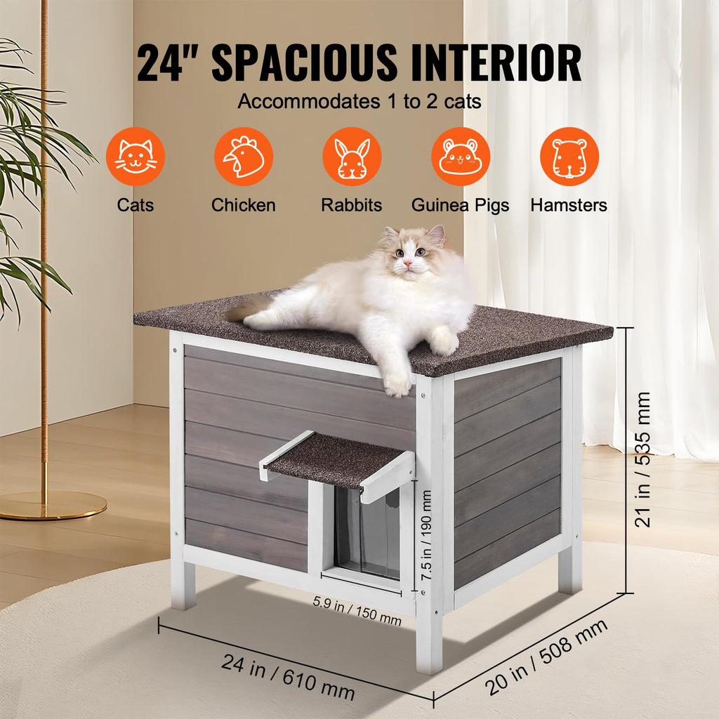 Weatherproof Wooden Outdoor Cat House R674542