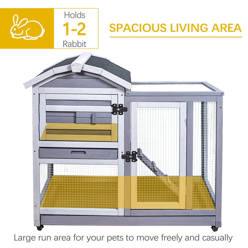 Wooden Rabbit Hutch with Waterproof Roof P6678
