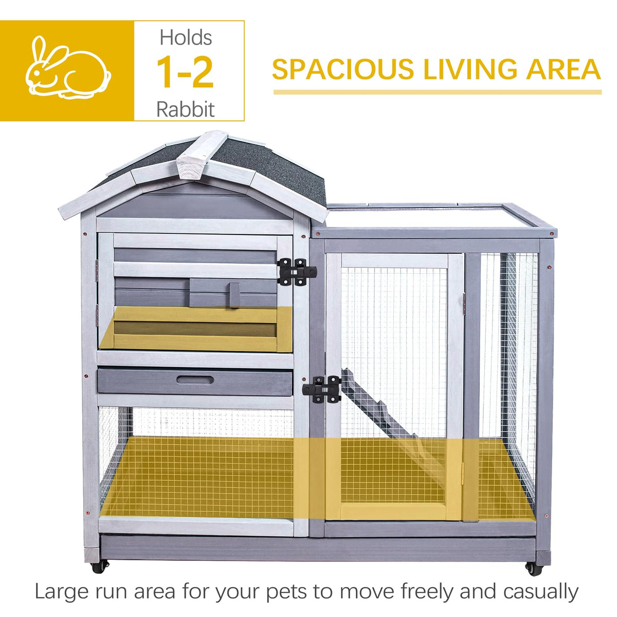 Wooden Rabbit Hutch with Waterproof Roof P6678