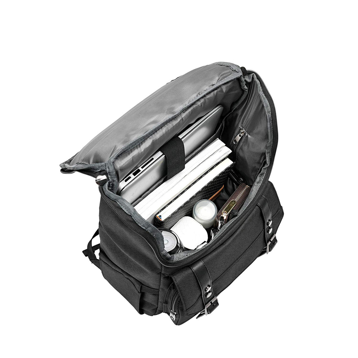 Vintage Laptop Backpack with USB Charging Port Fits 15.6 Inch Black F731507