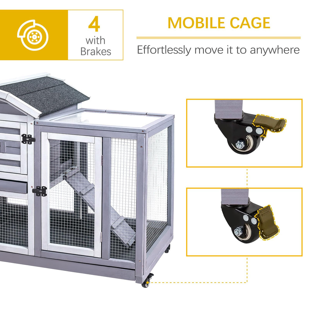 Wooden Rabbit Hutch with Waterproof Roof P6678