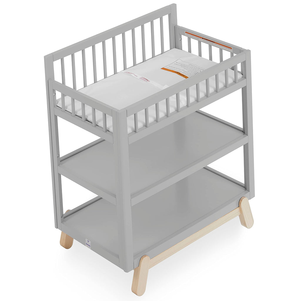 Baby Changing Table with Safety Rails and Storage Shelves J79548