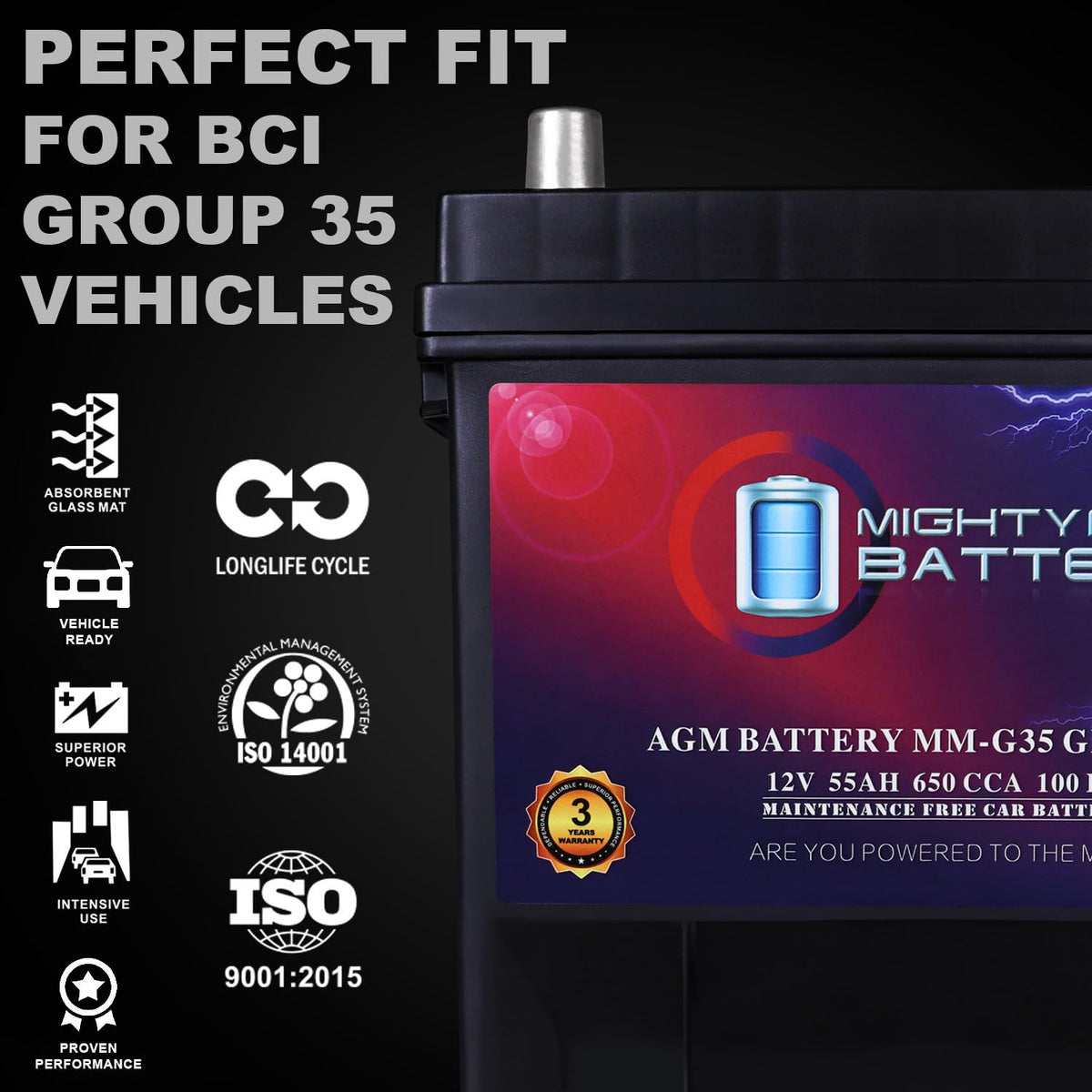 12V 55Ah AGM Replacement Battery L574344