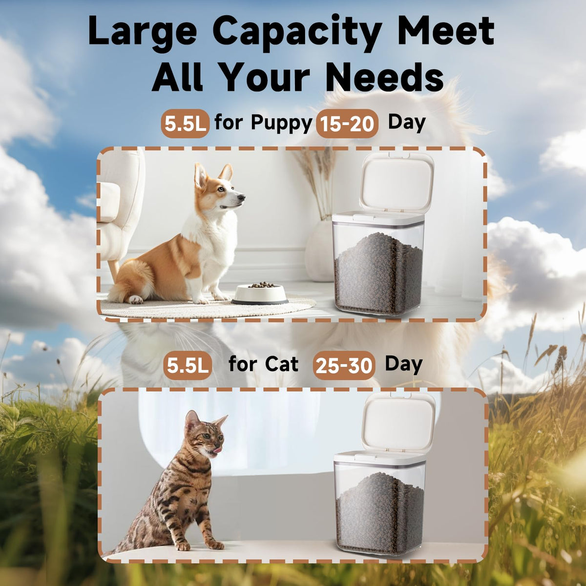 5 lbs Airtight Pet Food Storage Container with Lid V8437