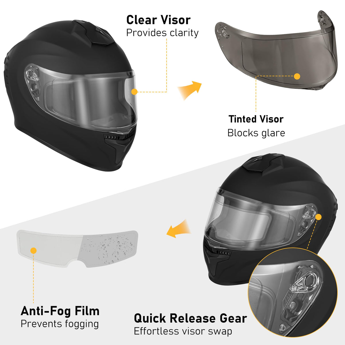 Full Face Motorcycle Helmet with Dual Visors E228159