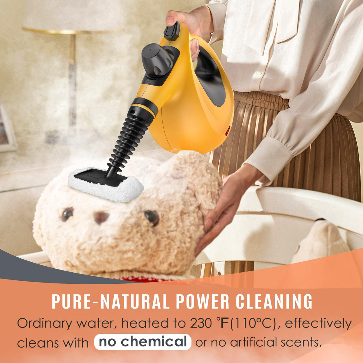 Pressurized Handheld Multi-Surface Natural Steam Cleaner with 12 pcs Accessories R674841