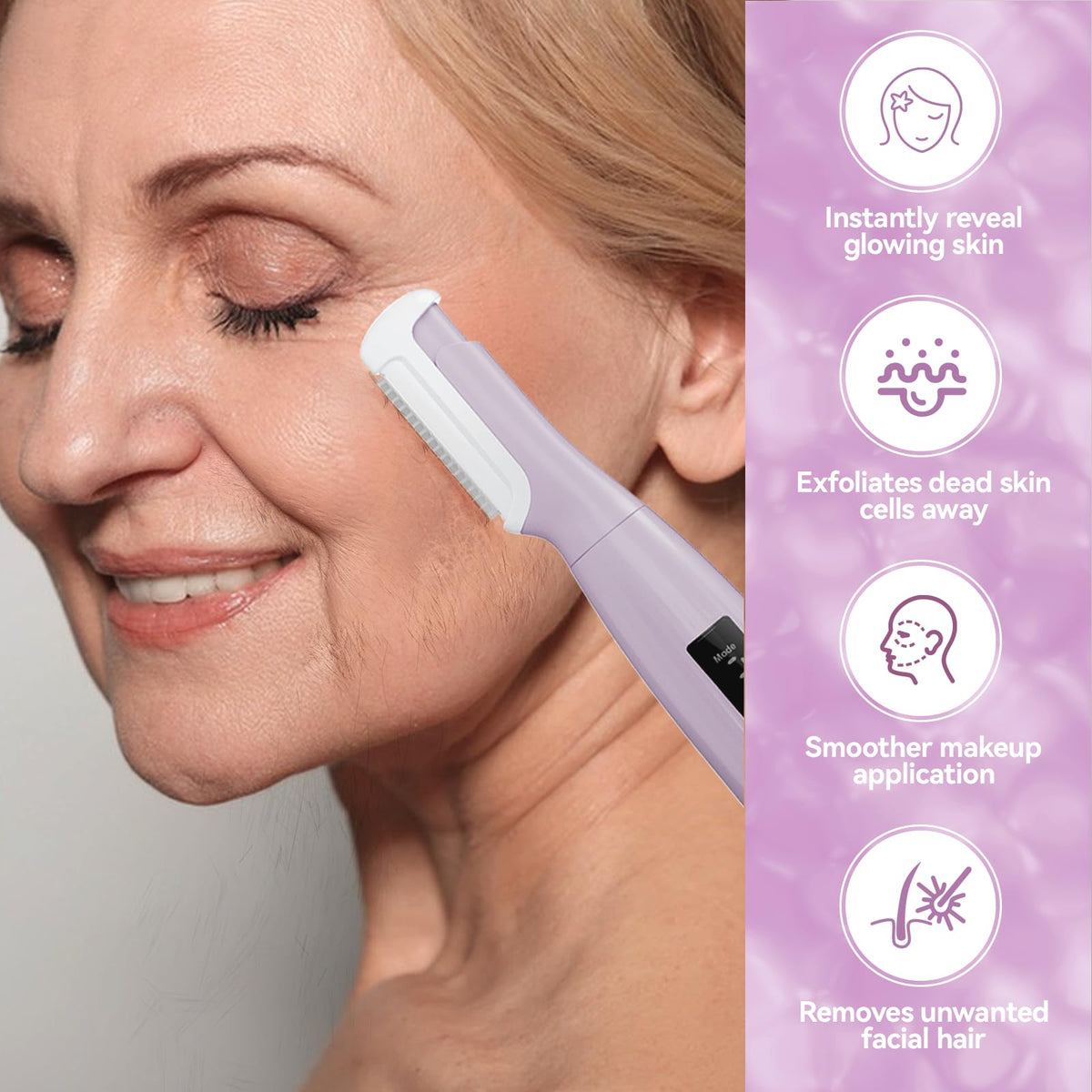 Purple Rechargeable Facial Razor with 8 Blades P437478