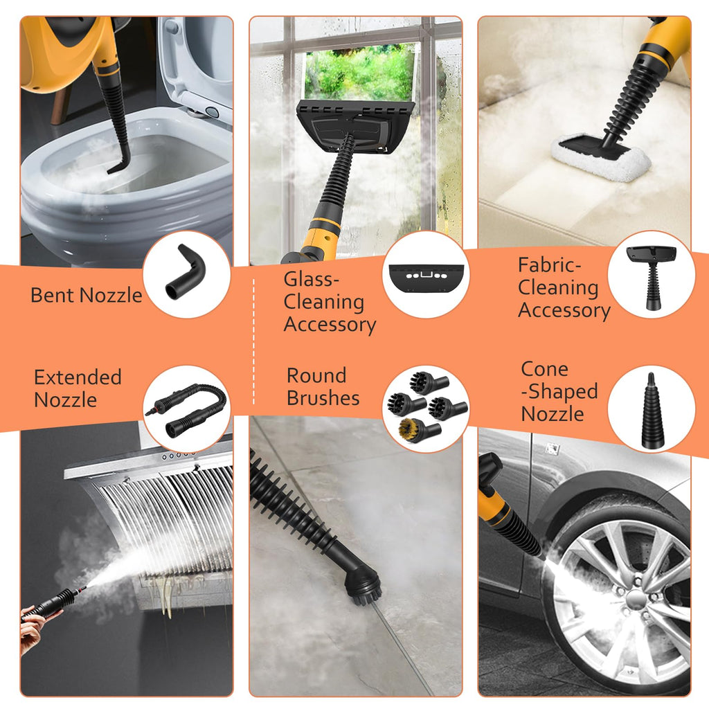 Pressurized Handheld Multi-Surface Natural Steam Cleaner with 12 pcs Accessories R674841