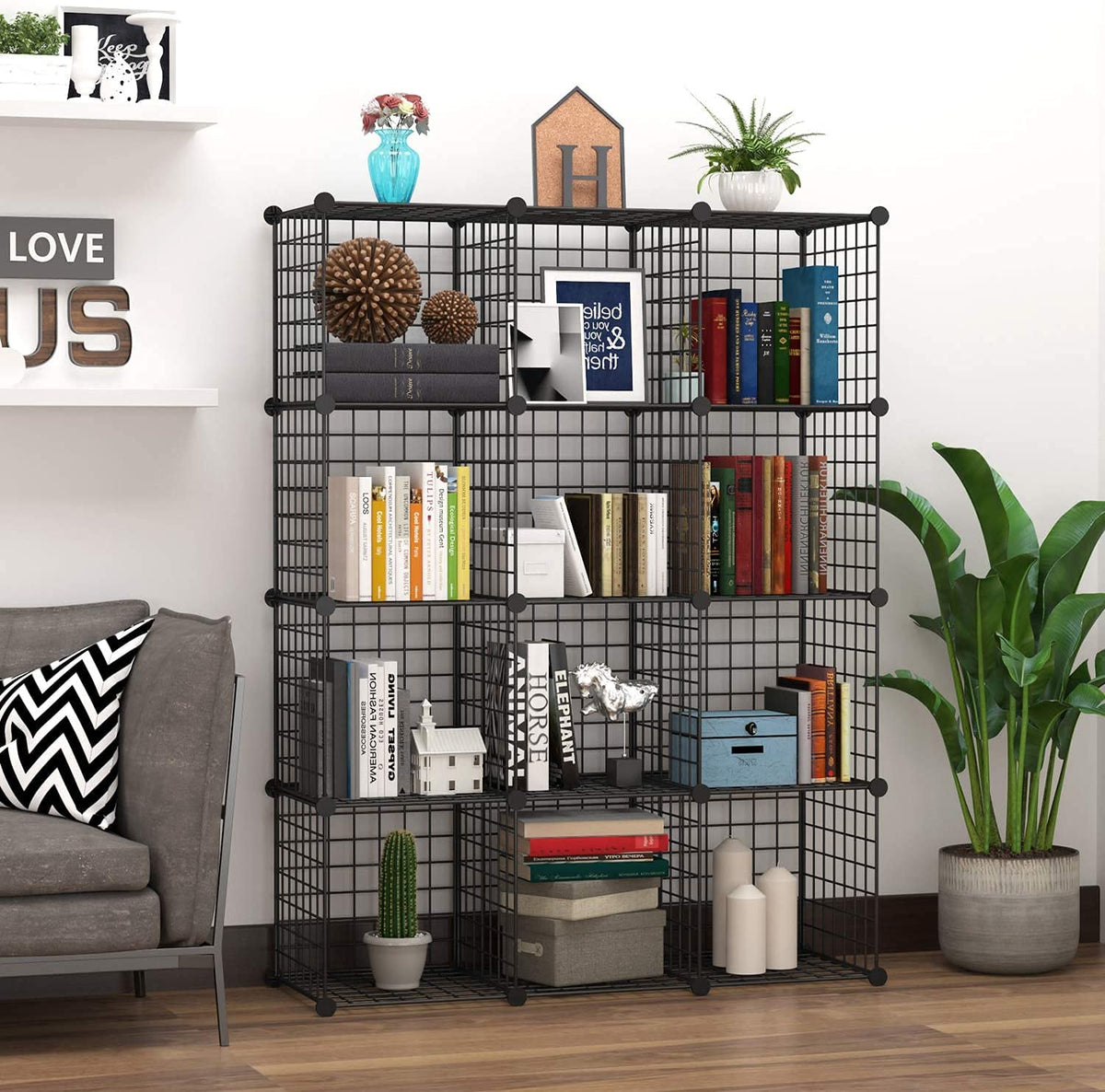 Black 12 Cube Wire Storage Organizer Z78319