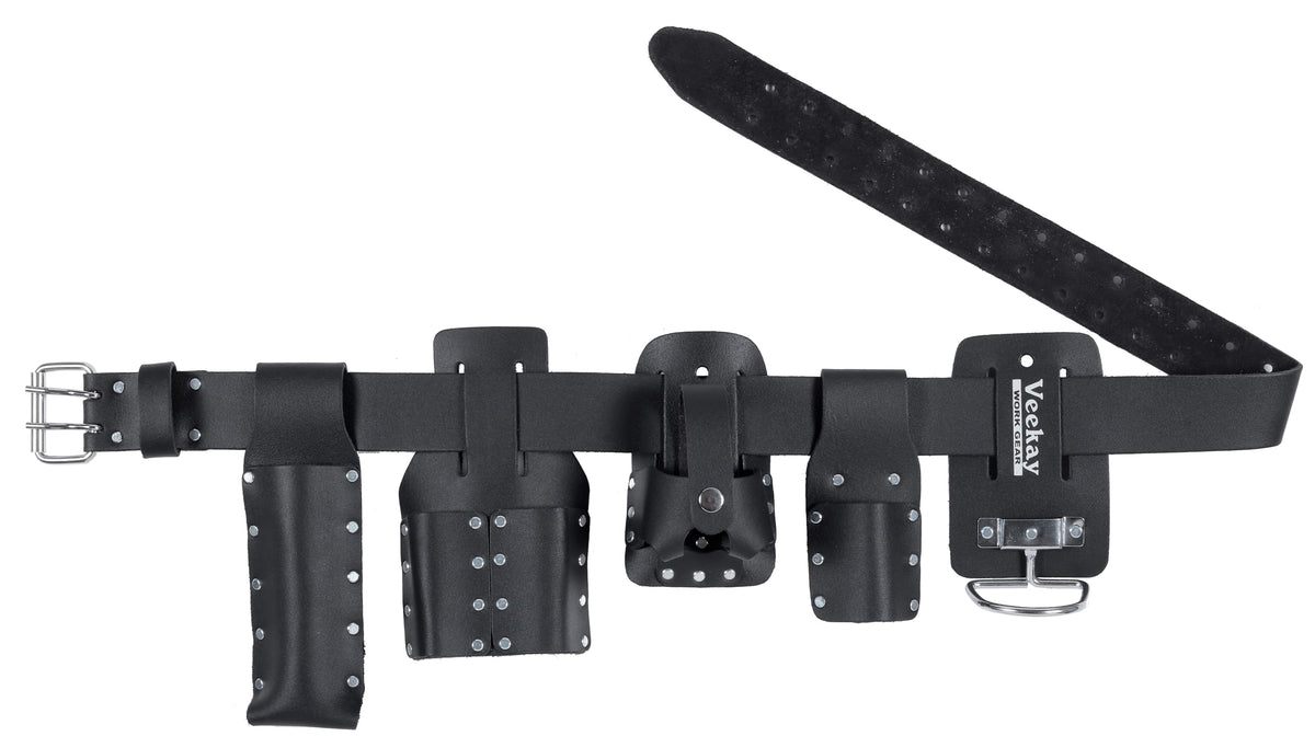 Black Leather 5-Piece Tool Belt Set K6280