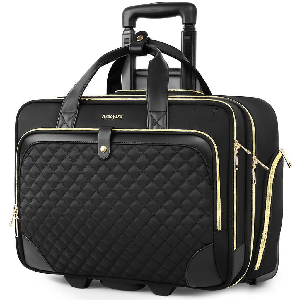 Rolling Laptop Bag with Wheels, 17 Inch Waterproof Black X39449