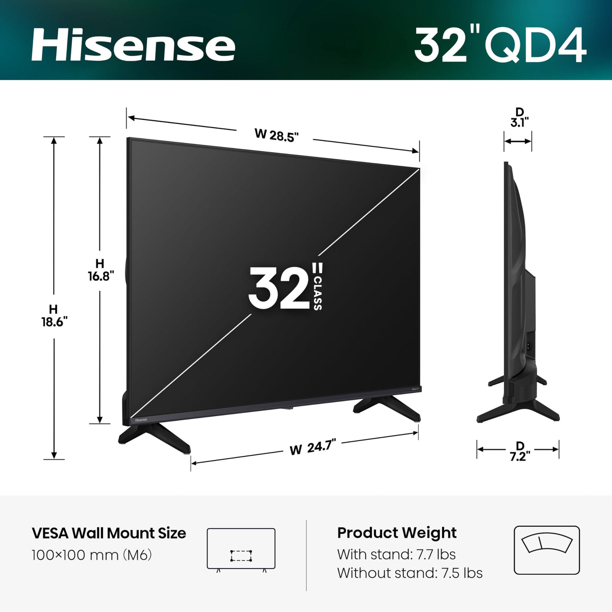 32-Inch Hi-QLED HD Smart Roku TV E6640