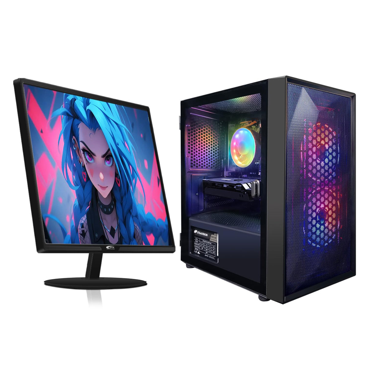 Gaming PC Bundle with 24 Inch FHD LED Monitor, GeForce RTX 2060 6G, Intel Core I5, 16G RAM, 512G SSD D316