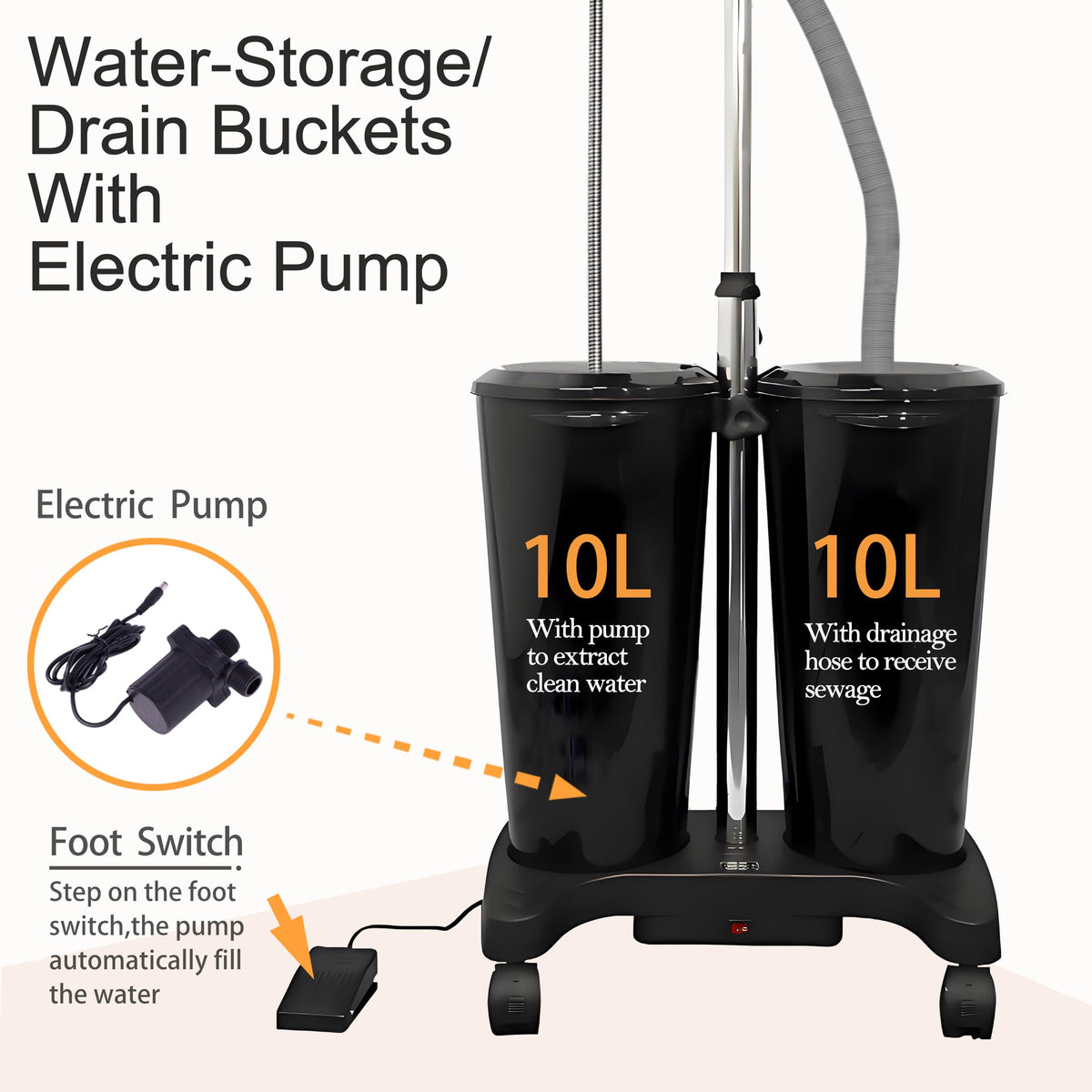 Portable Shampoo Bowl with Electric Pump and Water Tanks I444
