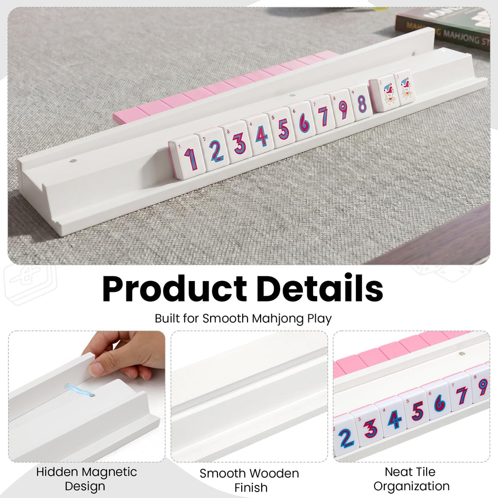 Set of 4 Wooden Mahjong Racks with Pushers U567