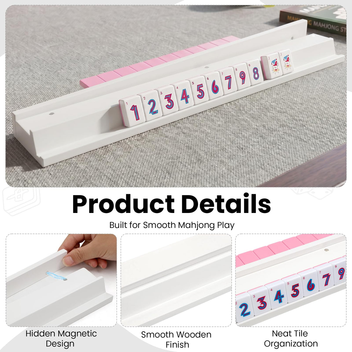 Set of 4 Wooden Mahjong Racks with Pushers U567