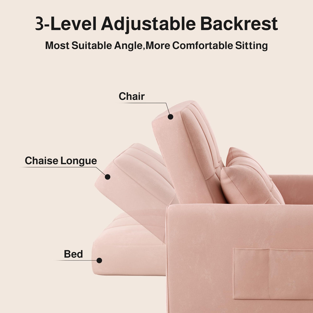 Pink Convertible Sleeper Chair Sofa Bed C513584