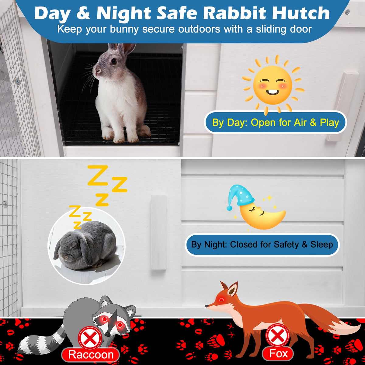 Indoor Outdoor Rabbit Cage with Weatherproof Roof V38448