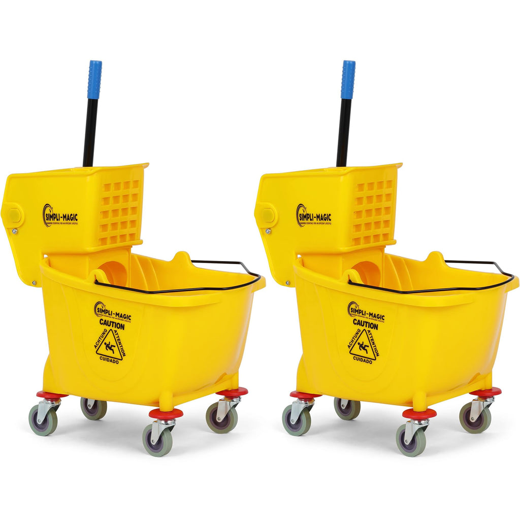 Yellow 35 Quart Mop Bucket on Wheels, 2-Pack X970