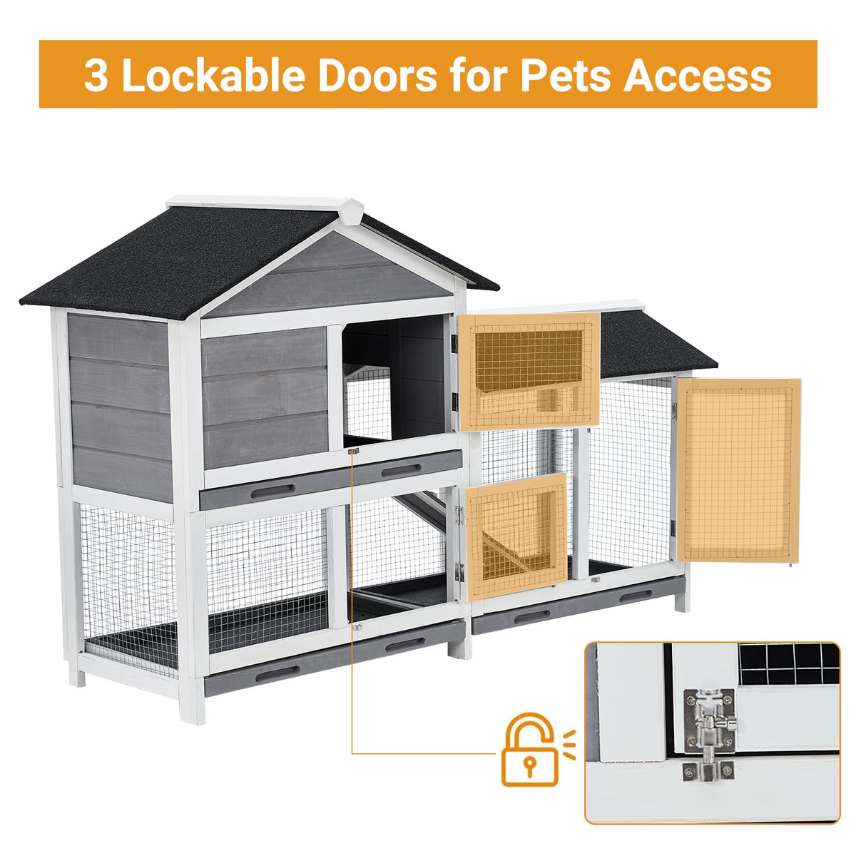 63'' 2-Tier Indoor Bunny Hutch U1421