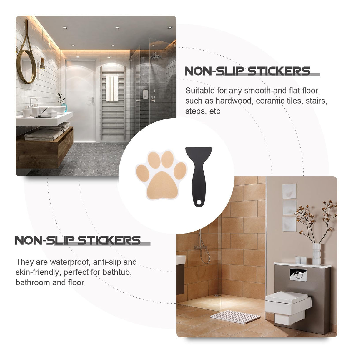 Dog Paw Bathtub Stickers PEVA Anti Slip Decal V8238