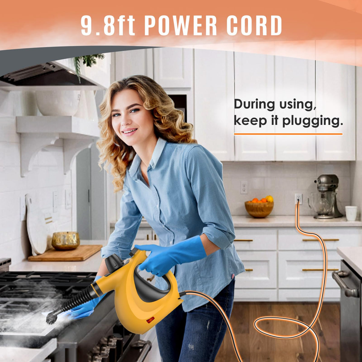 Pressurized Handheld Multi-Surface Natural Steam Cleaner with 12 pcs Accessories R674841