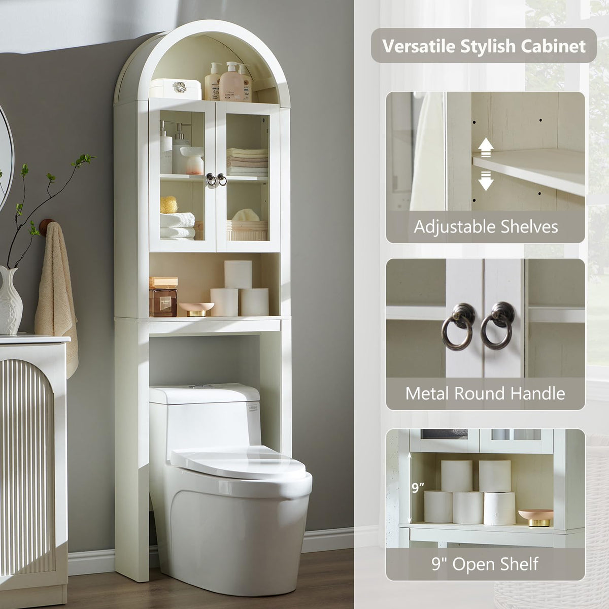 Antique White Over The Toilet Storage Cabinet W636