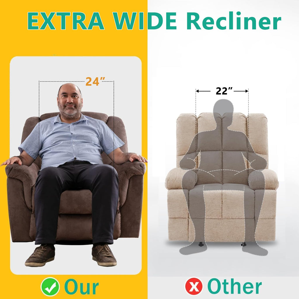 Oversized Manual Swivel Rocker Recliner Chair P4111