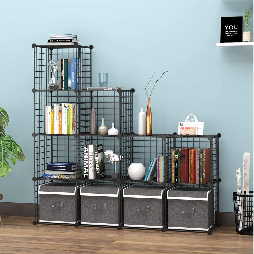 Black 12 Cube Wire Storage Organizer Z78319