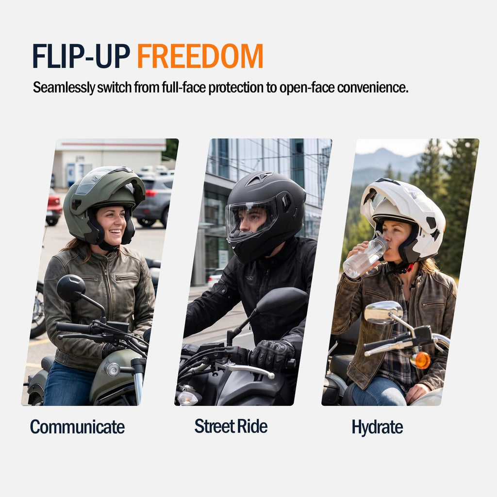Full Face Flip Up Matte Black Motorcycle Helmet G903833