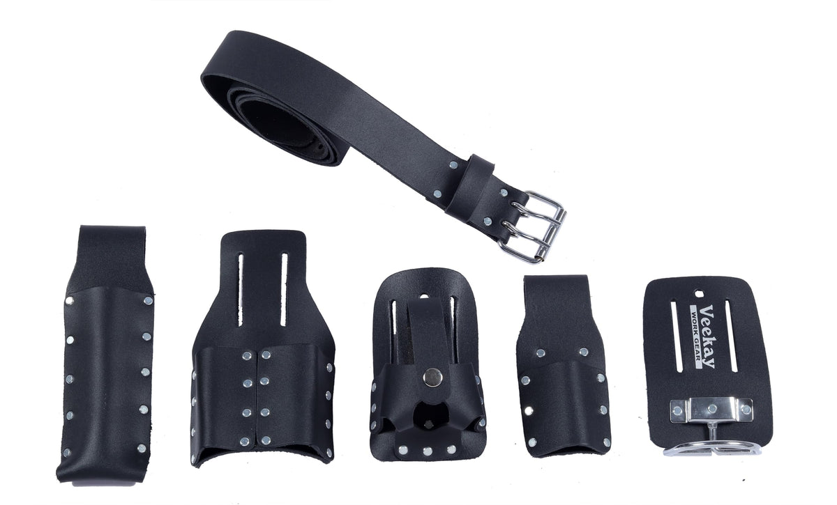 Black Leather 5-Piece Tool Belt Set K6280