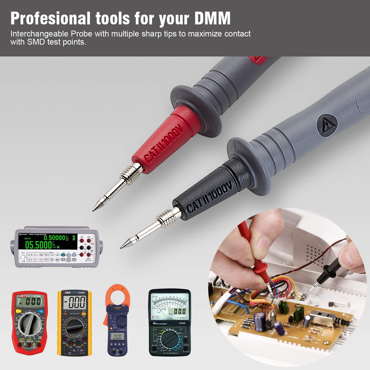 Silicone Multimeter Test Leads with Alligator Clips V275095