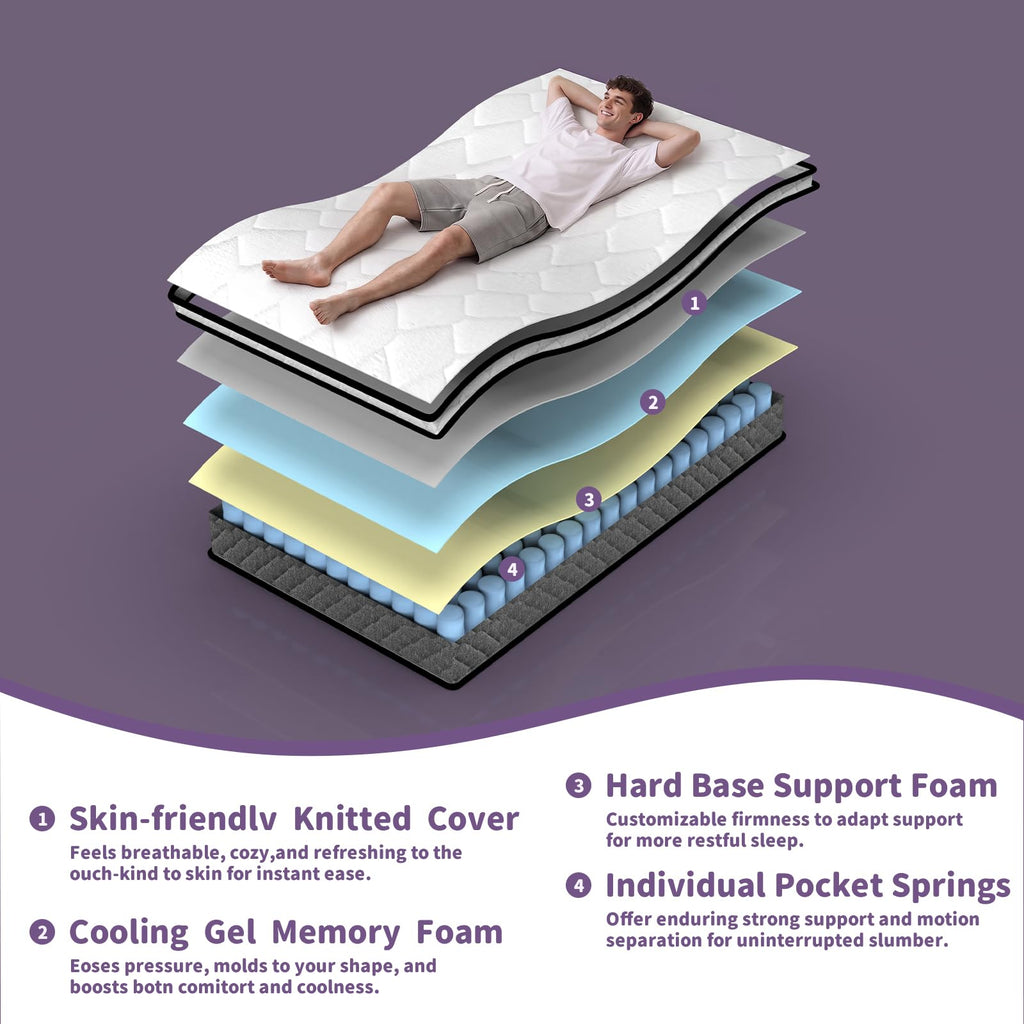Full Size 12 inch Cooling Hybrid Mattress O8140