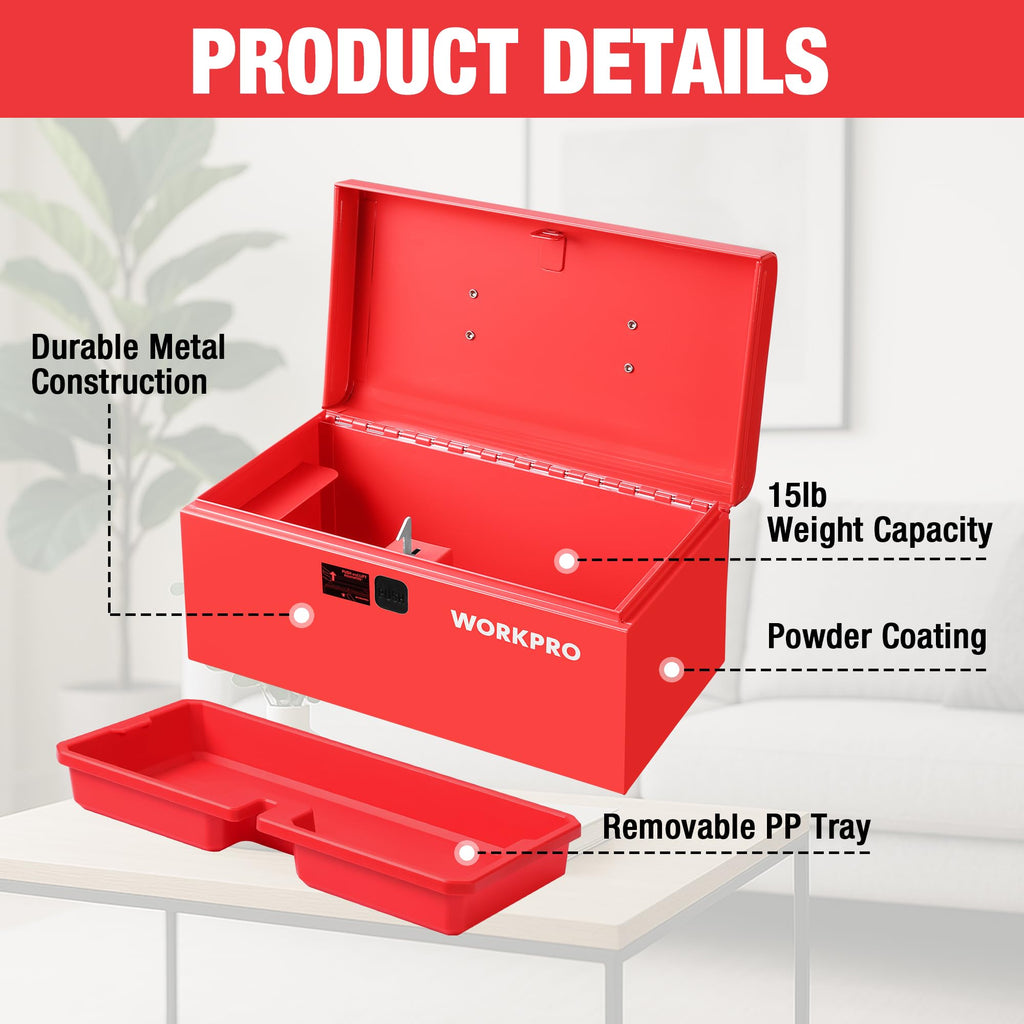 10.8" Mini Metal Tool Box with Removable Tray X444182