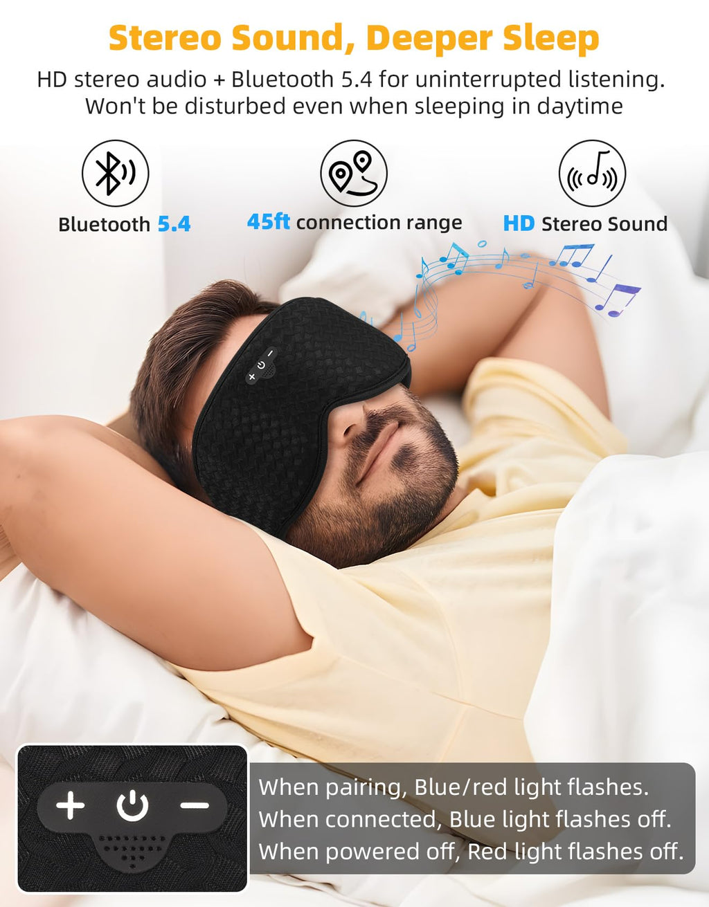Blackout Sleep Mask with Bluetooth Headphones K744049