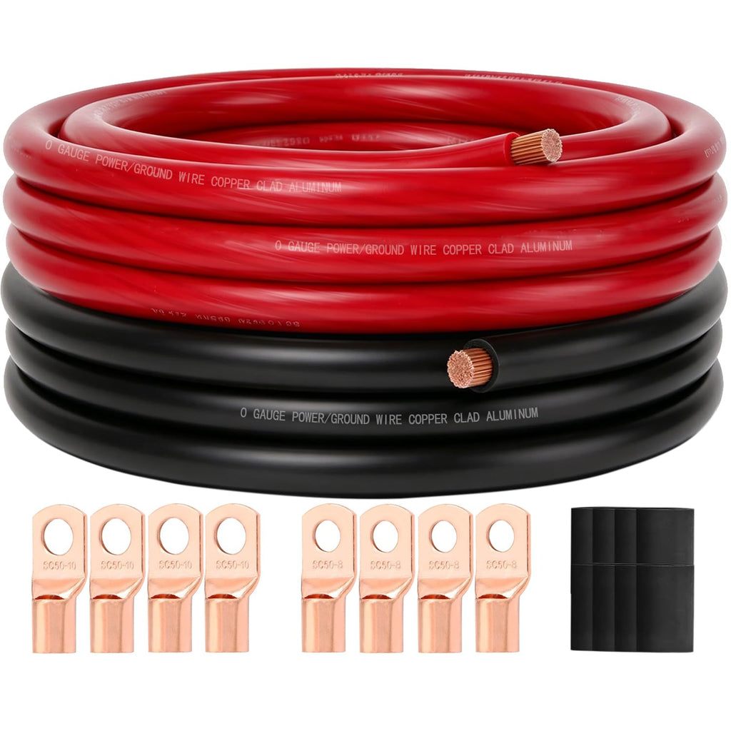 0 Gauge CCA Battery Cable 10FT Red 10FT Black Z52716