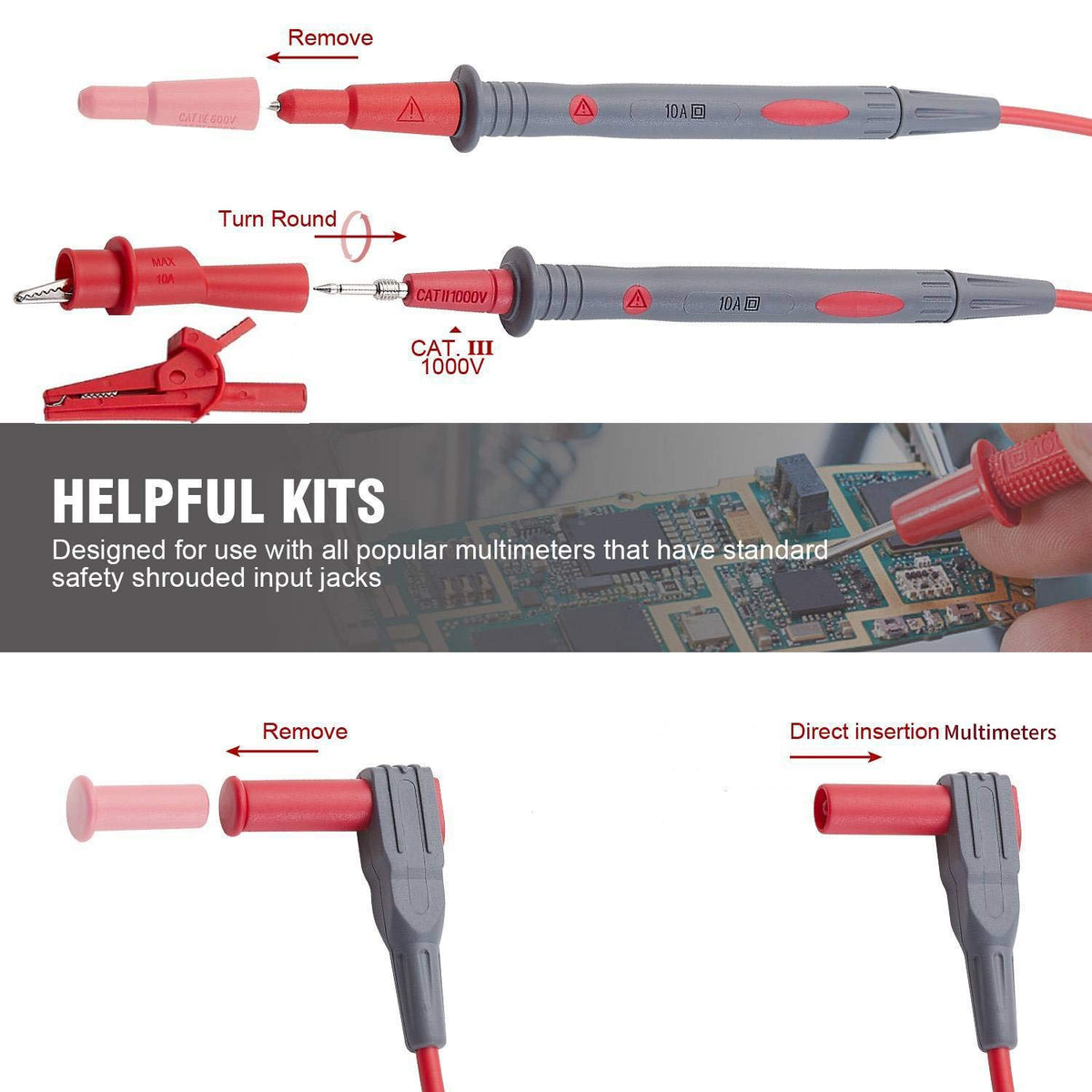 Silicone Multimeter Test Leads with Alligator Clips V275095