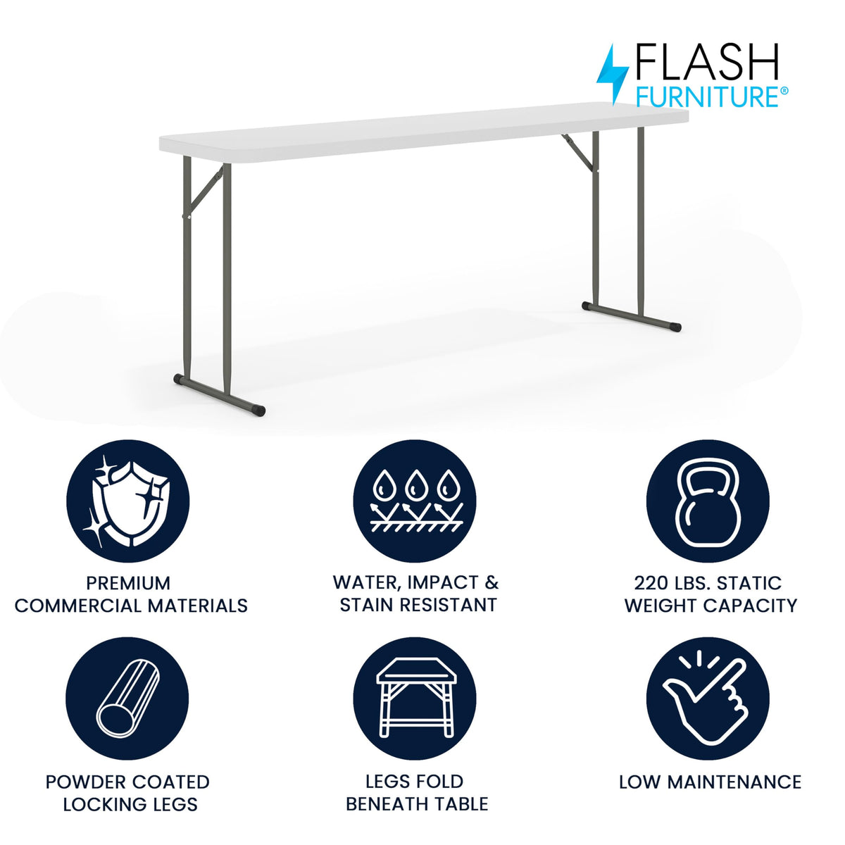 6 ft Plastic Folding Training Table Q25833