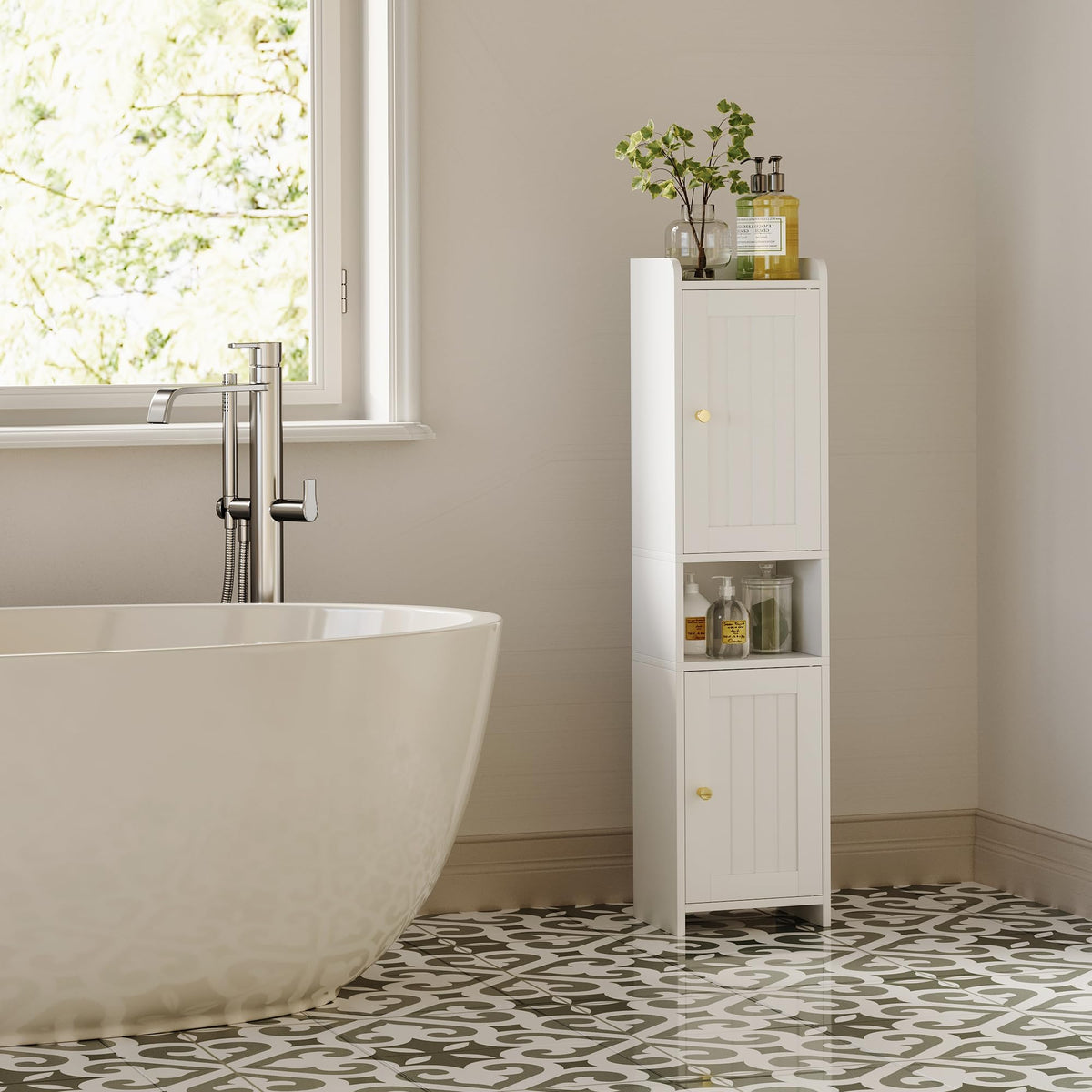 White Bathroom Cabinet with 2 Doors S4522