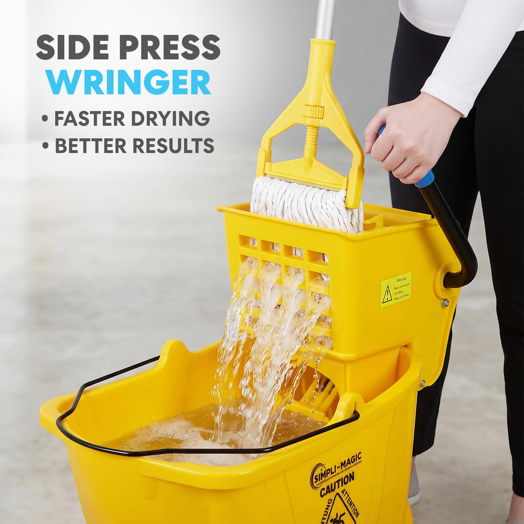 Yellow 35 Quart Mop Bucket on Wheels, 2-Pack X970