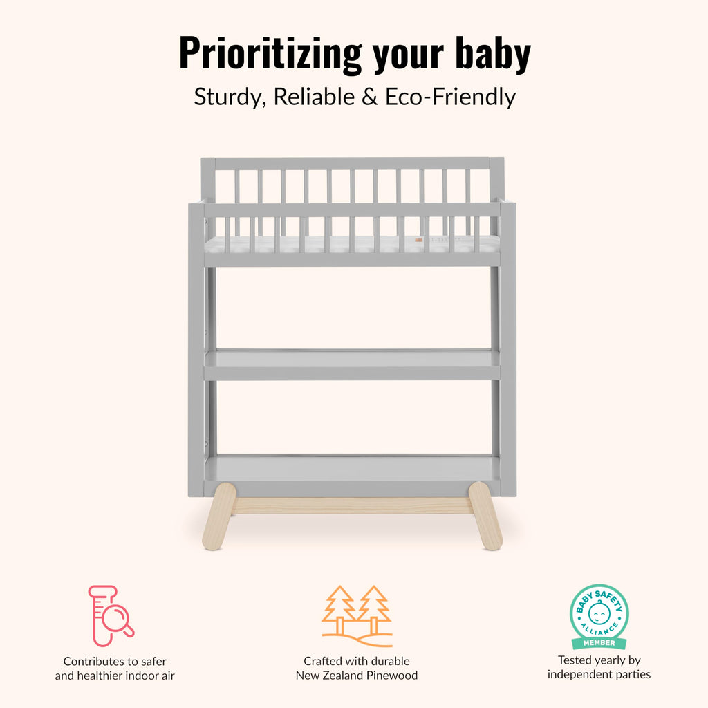Baby Changing Table with Safety Rails and Storage Shelves J79548